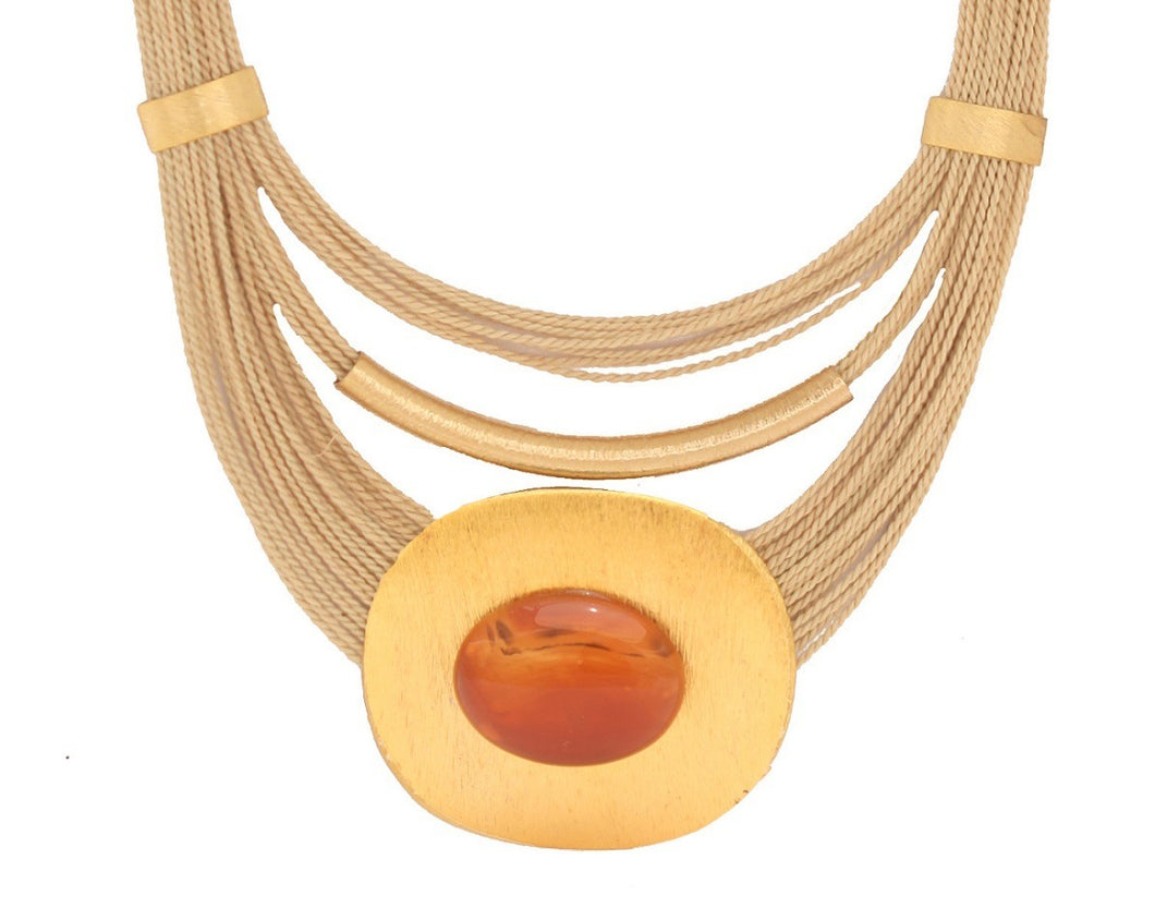 Necklace BU oval red agate