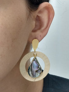 Earring Abalone stone drop shape BU100