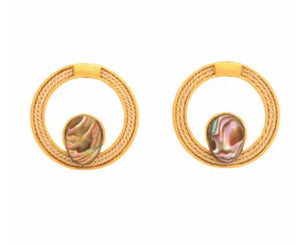 Earring BU circle with little stone abalone