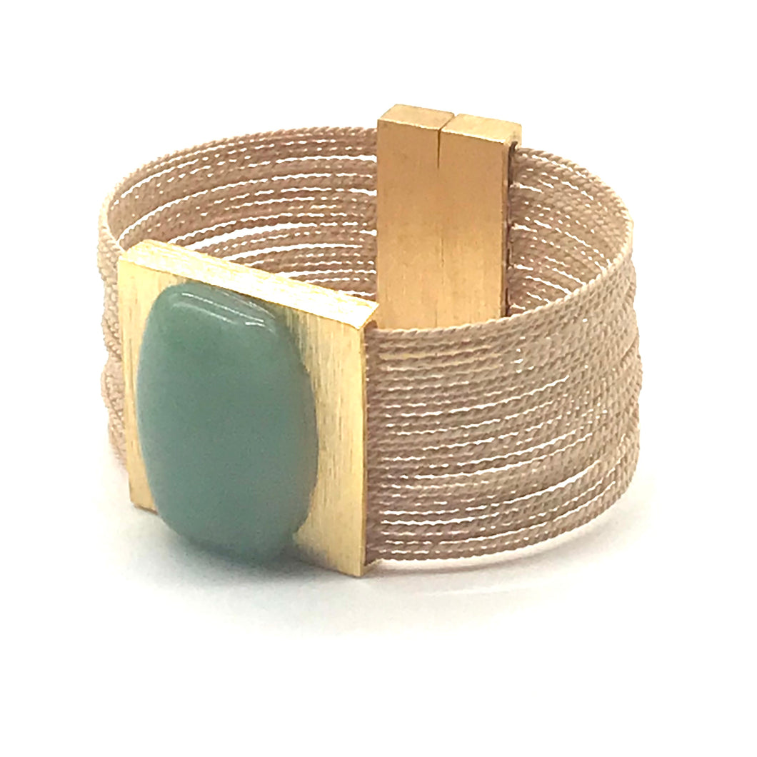 Bracelet BU square green quartz