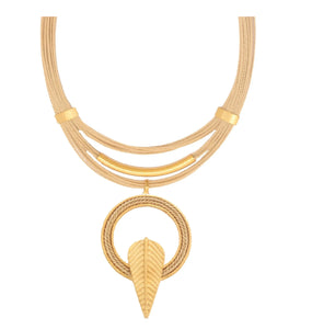 Necklace BU circle with leaf