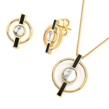Load image into Gallery viewer, Necklace-earring with circle and stone - 4 colors
