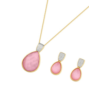 Necklace-Earring set with white rhodium details BU100