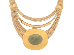 Necklace BU oval green quartz
