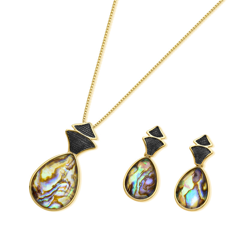 Necklace-Earring set with rhodium details - 4 collors